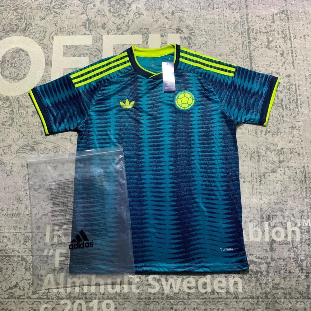 Adidas Colombia Soccer Jersey Mens Large Teal Blue NWT Climacool Trefoil Logo